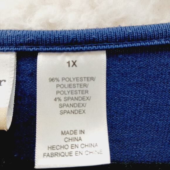 Blouse Size 1X Navy Pearl Beaded Office Siren Quiet Luxury Casual Chic Romantic - Picture 15 of 15